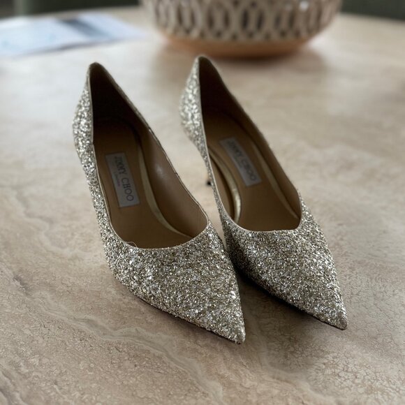 Jimmy Choo Romy 60 Champagne Glitter - Picture 1 of 7